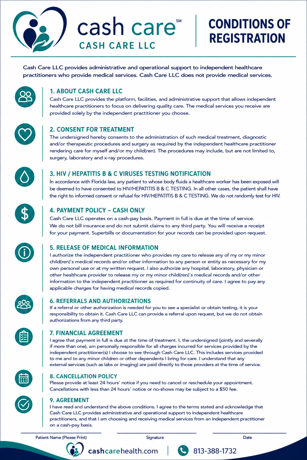 Conditions of Registration form preview