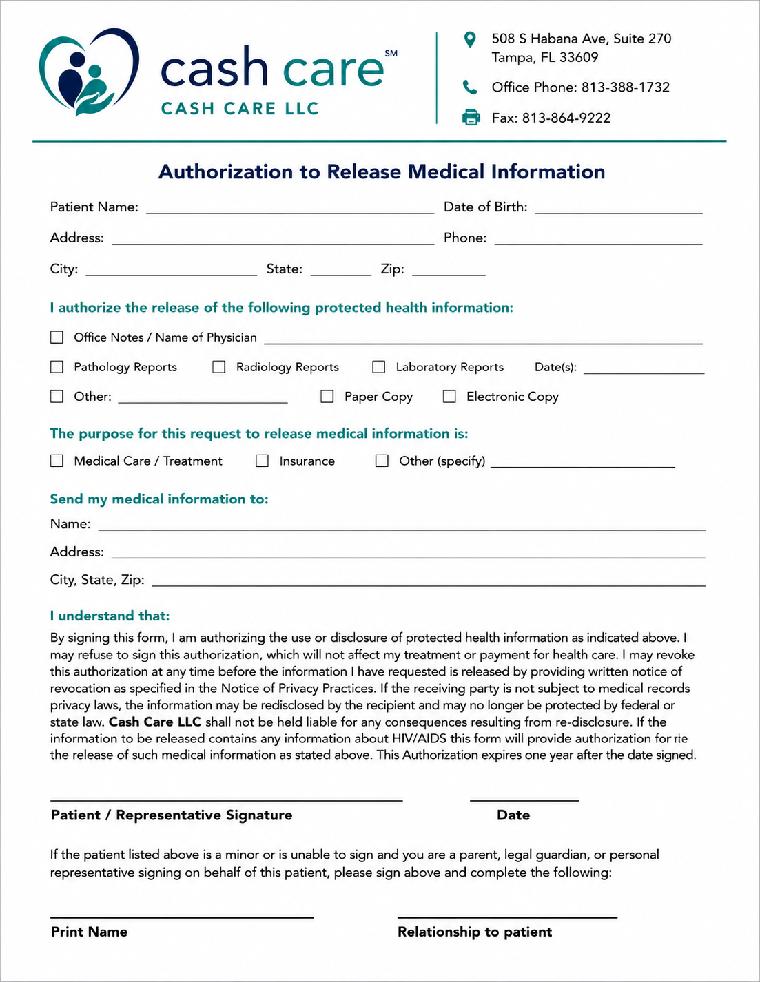 Medical Release of Information form preview